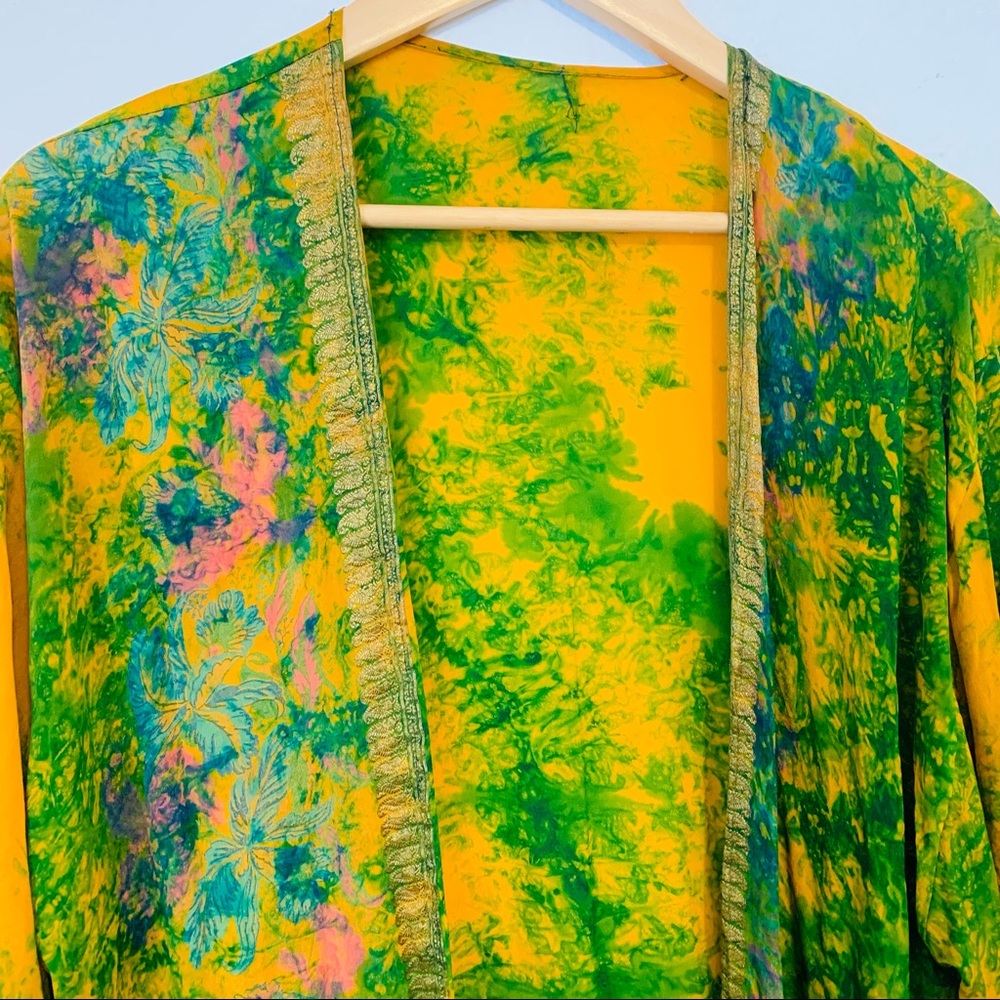 Silktique | Tie Dye Sheer Silk Kimono - Picture 4 of 9